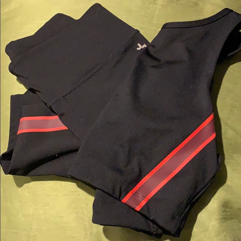 JOY LAB RED AND BLACK YOGA LEGGING SPORTS BRA SET